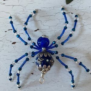 Fancy Royal Blue Christmas Spider Ornament